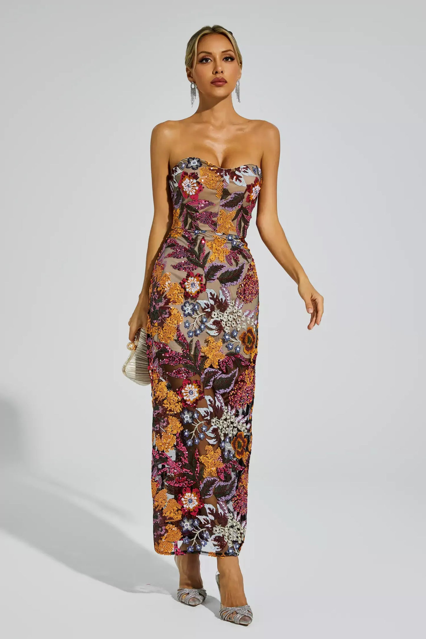 Vestido Maxi Leanna Verde con Bordado Floral