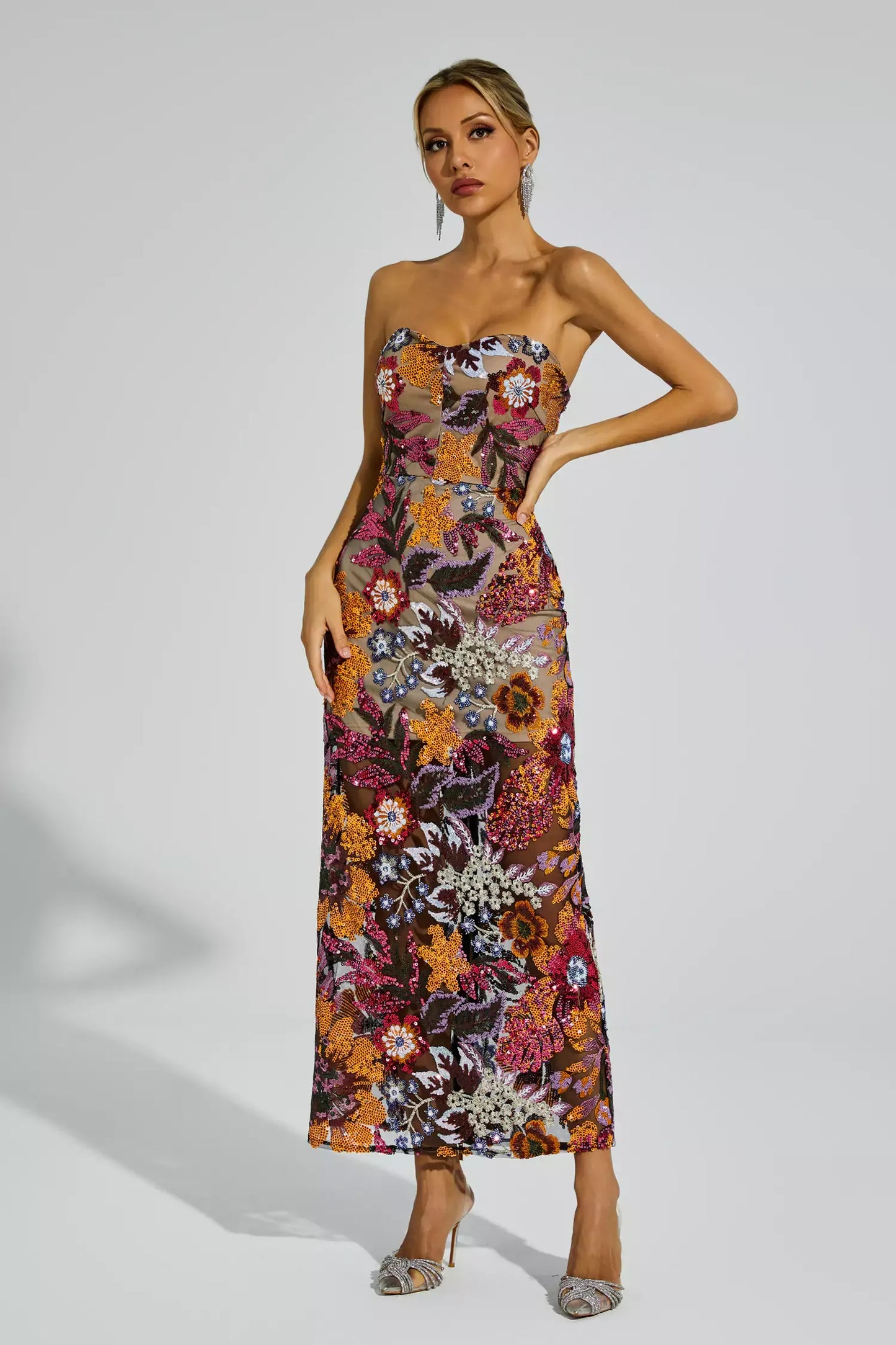 Vestido Maxi Leanna Verde con Bordado Floral