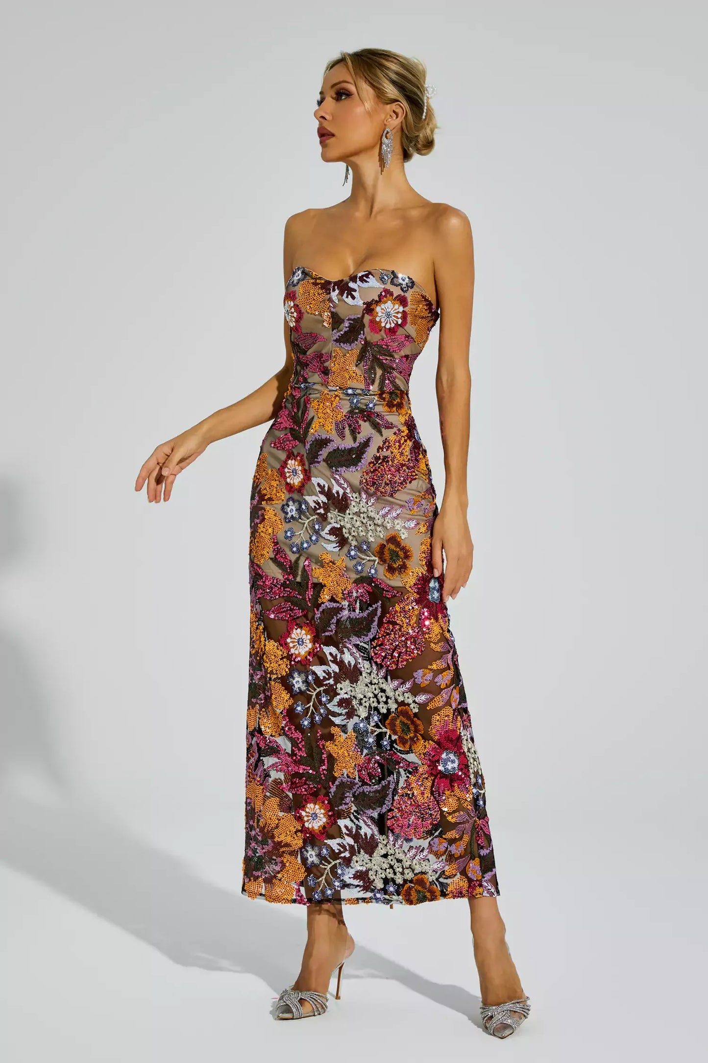 Vestido Maxi Leanna Verde con Bordado Floral