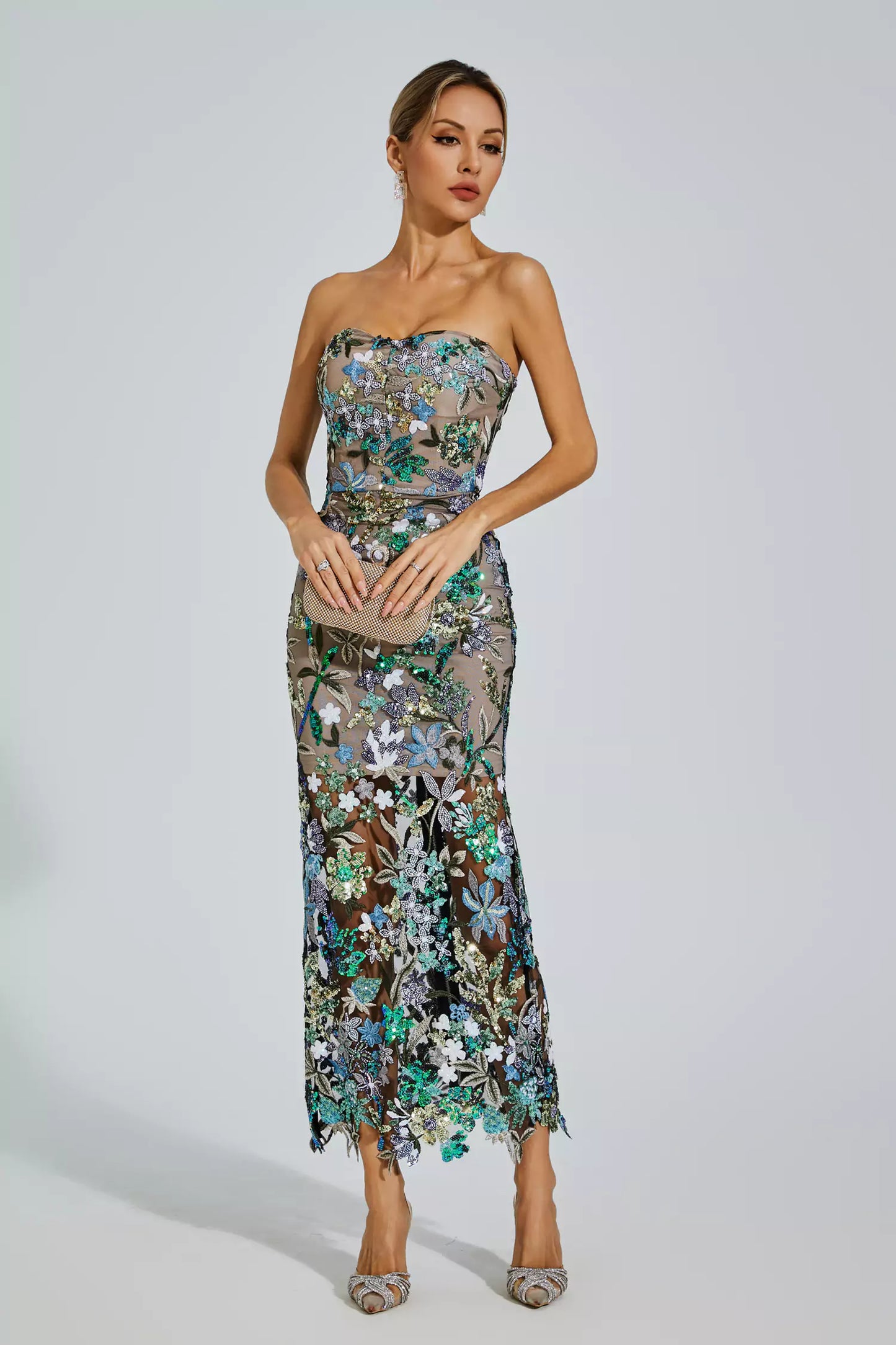 Vestido Maxi Leanna Verde con Bordado Floral