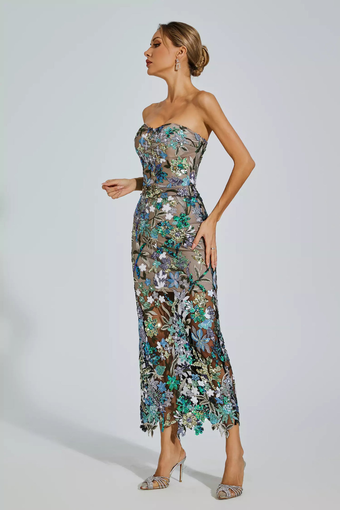 Vestido Maxi Leanna Verde con Bordado Floral