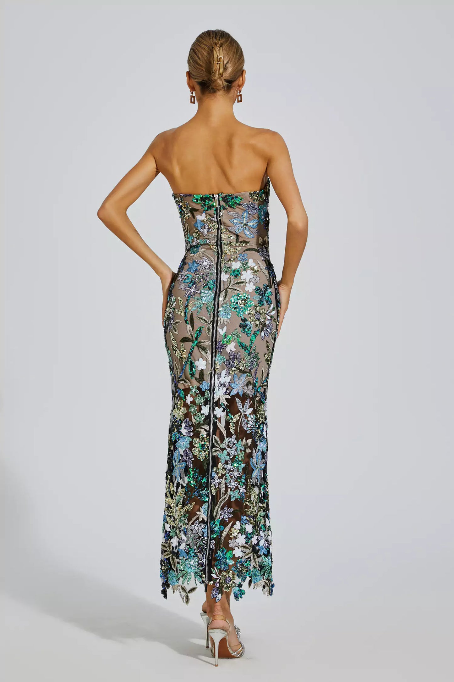 Vestido Maxi Leanna Verde con Bordado Floral