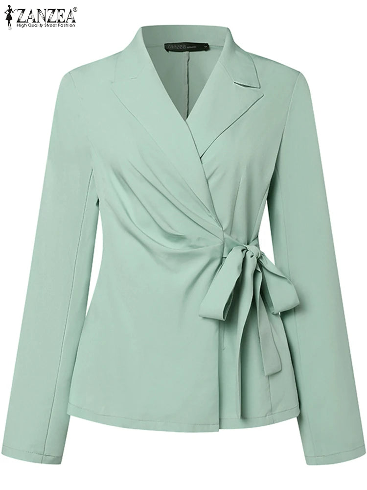 Conjunto elegante de blazer y pantalón para mujer con cinturón