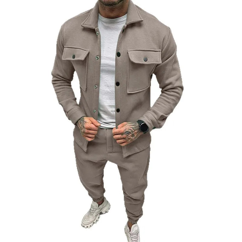 Conjunto chaqueta y pantalón efecto ante