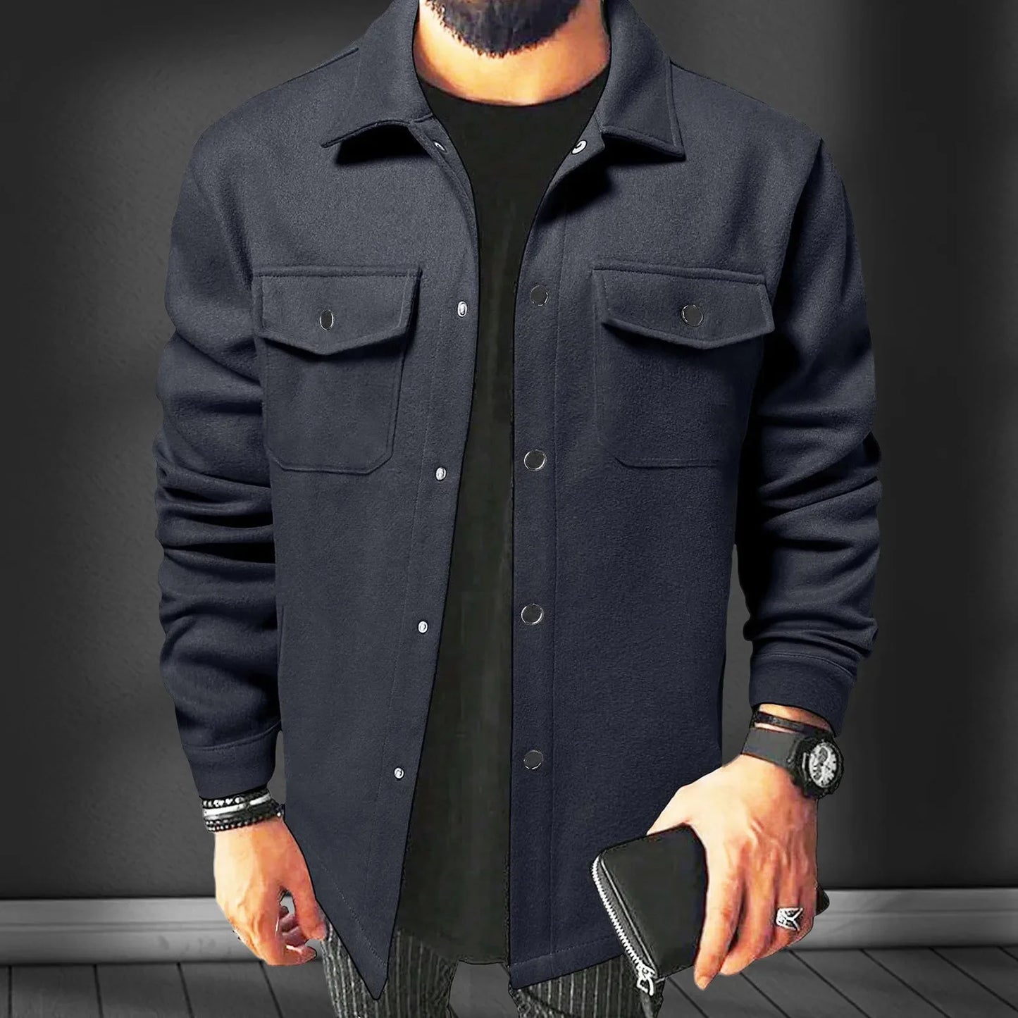 Sobre camisa masculina de color liso