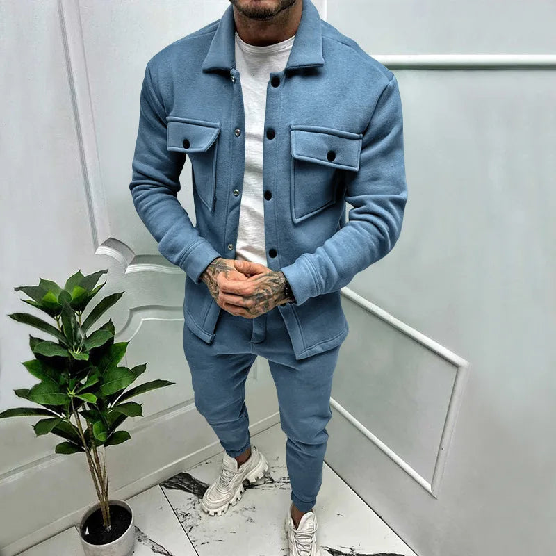 Conjunto chaqueta y pantalón efecto ante