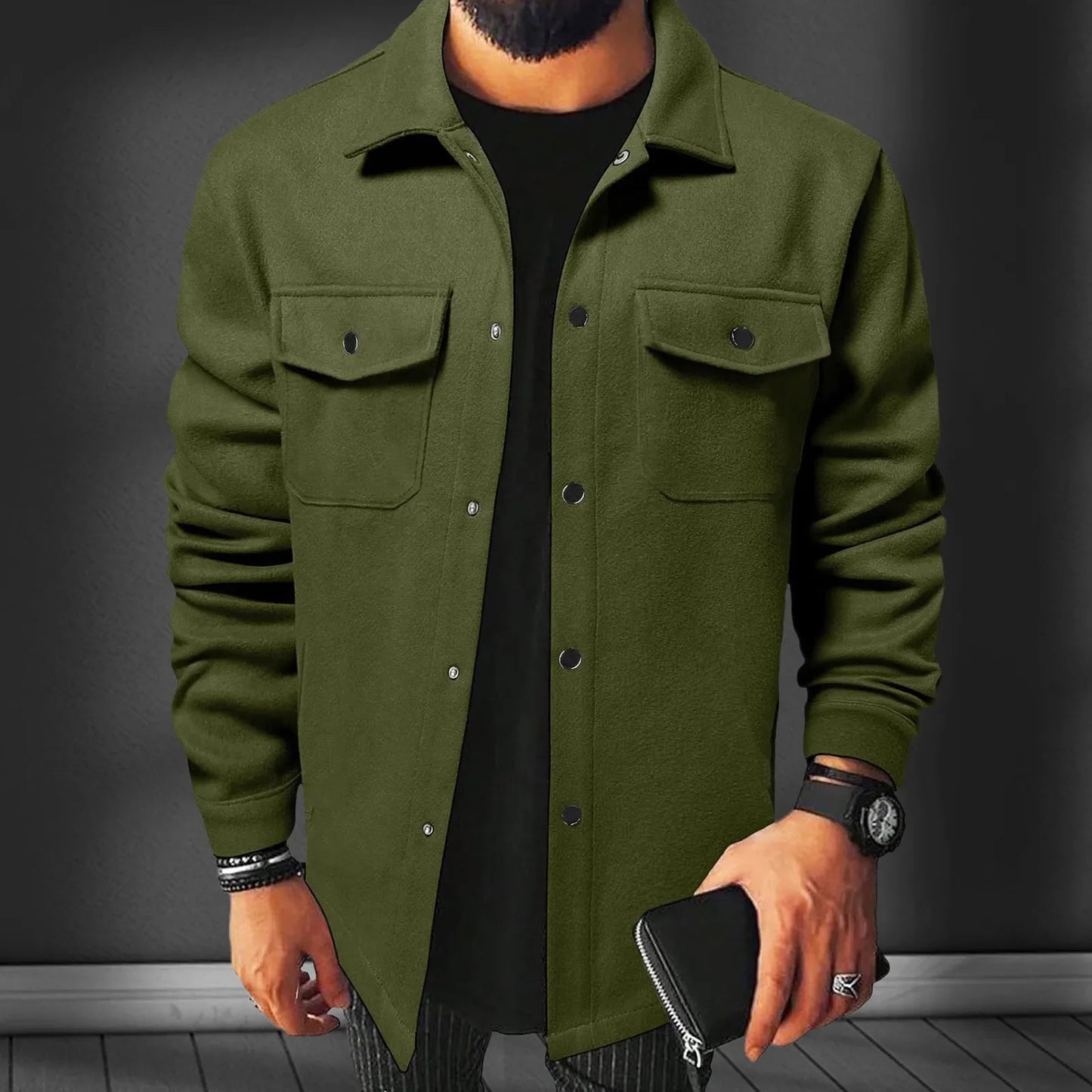 Sobre camisa masculina de color liso