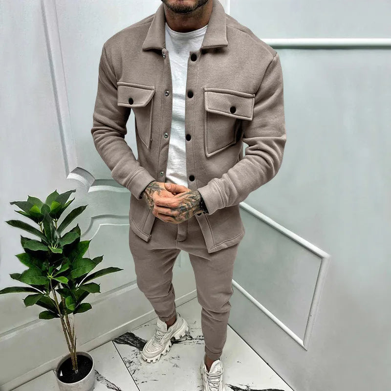 Conjunto chaqueta y pantalón efecto ante