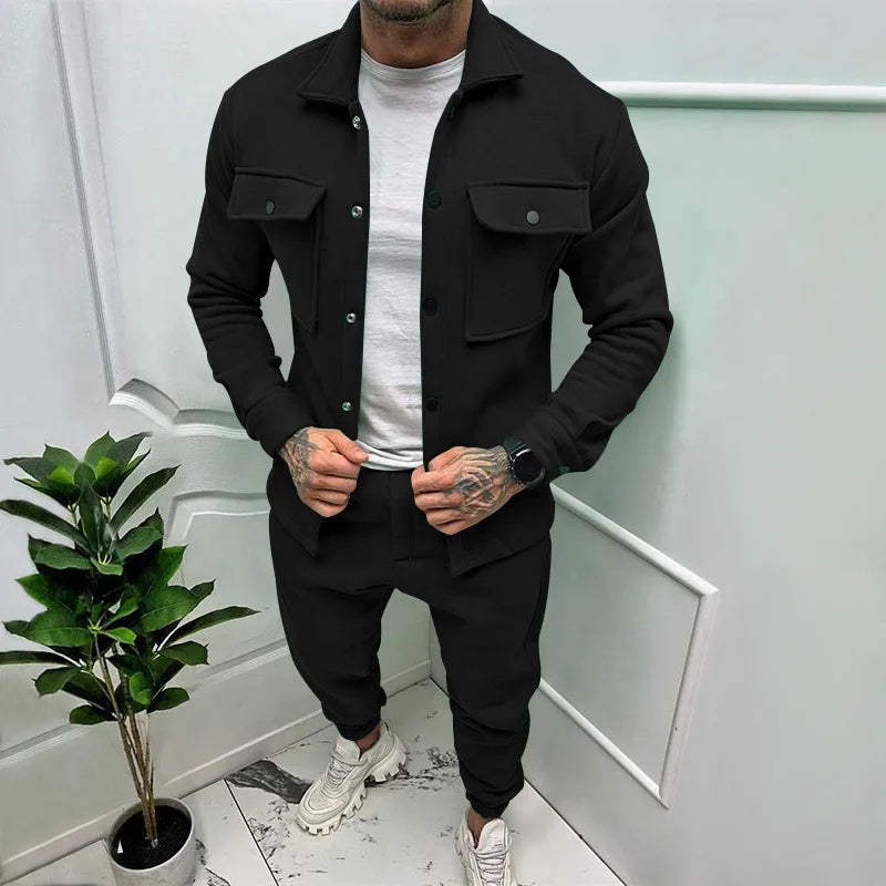 Conjunto chaqueta y pantalón efecto ante
