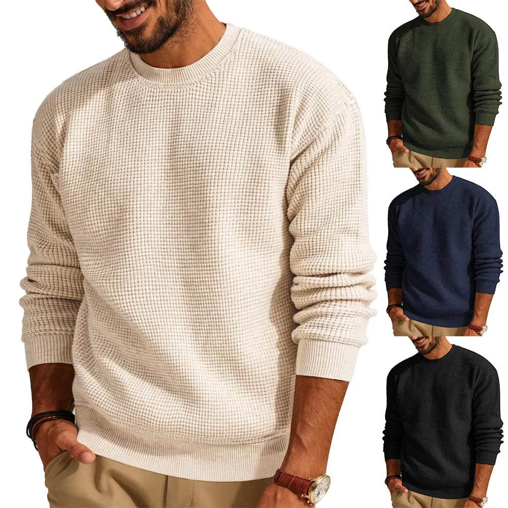 Jersey de punto para hombre con cuello redondo