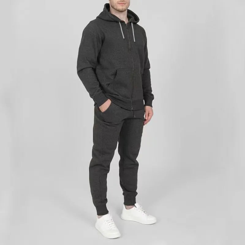 Conjunto deportivo para hombre con sudadera con capucha y cremallera