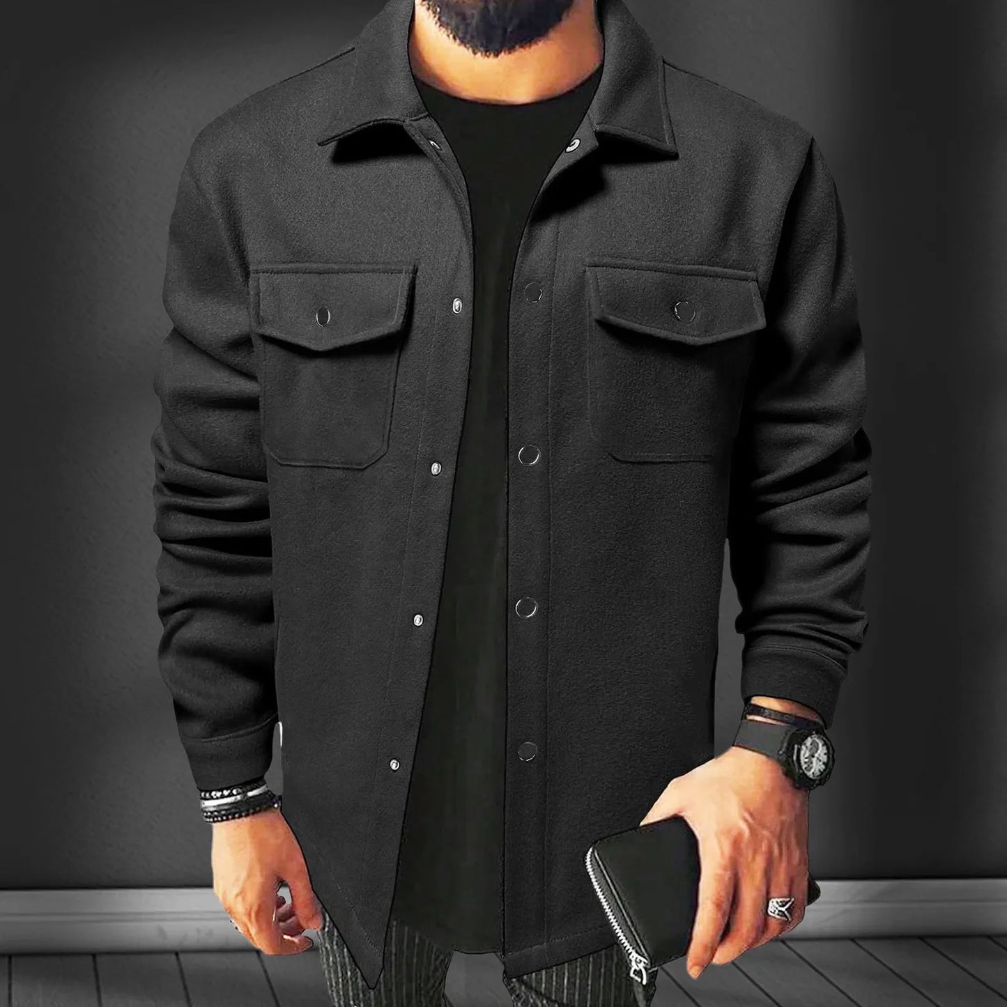 Sobre camisa masculina de color liso