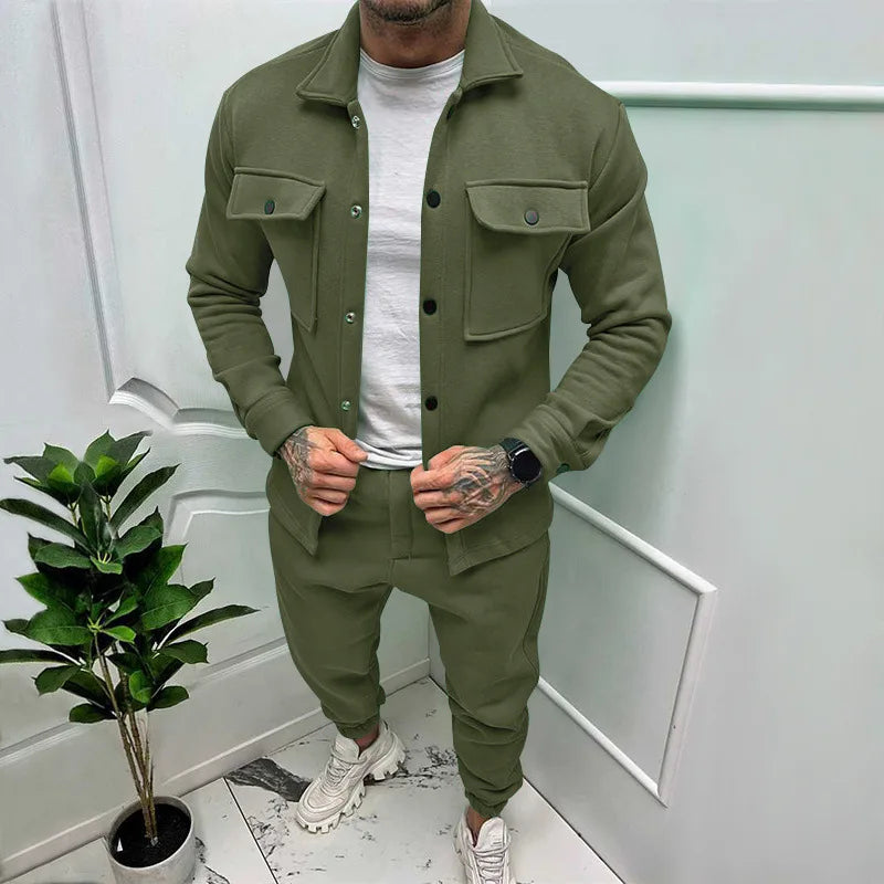 Conjunto chaqueta y pantalón efecto ante