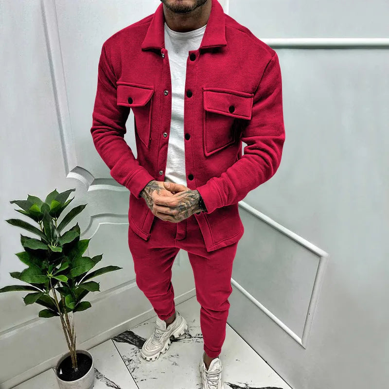 Conjunto chaqueta y pantalón efecto ante