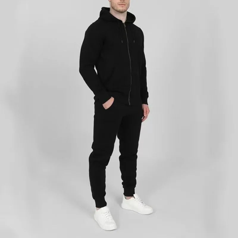 Conjunto deportivo para hombre con sudadera con capucha y cremallera