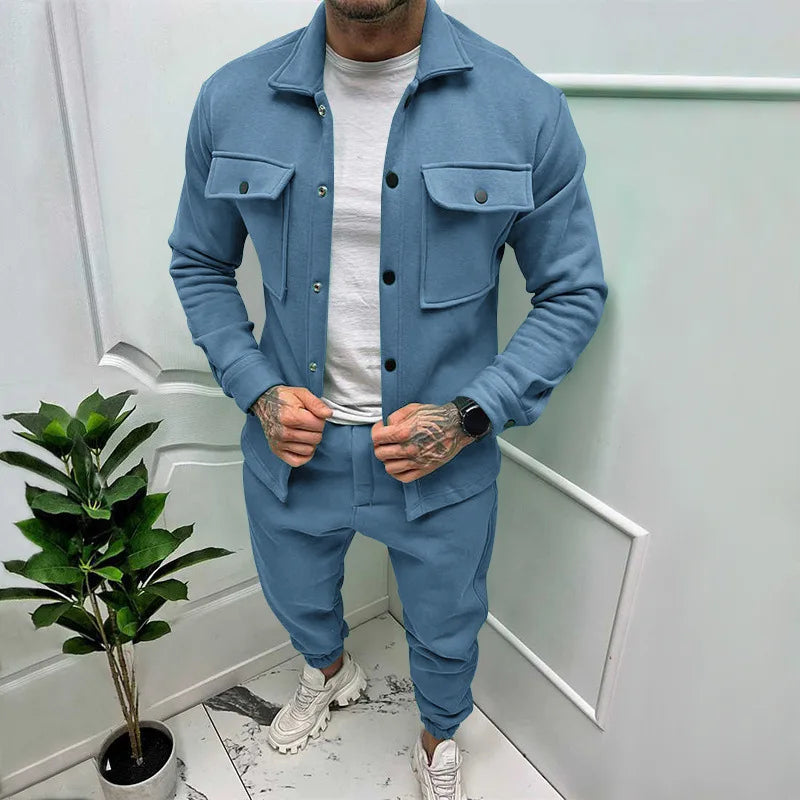 Conjunto chaqueta y pantalón efecto ante