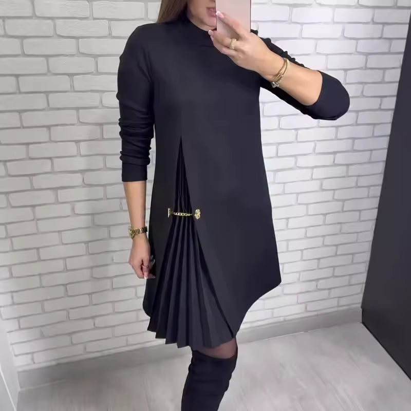 Vestido Plisado con Abertura